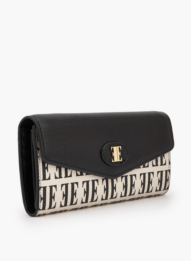 ELLE Monogram Print Wallet with Snap Button Closure - Image 2